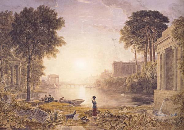 George Barret Classical Landscape Sunset (mk47) china oil painting image